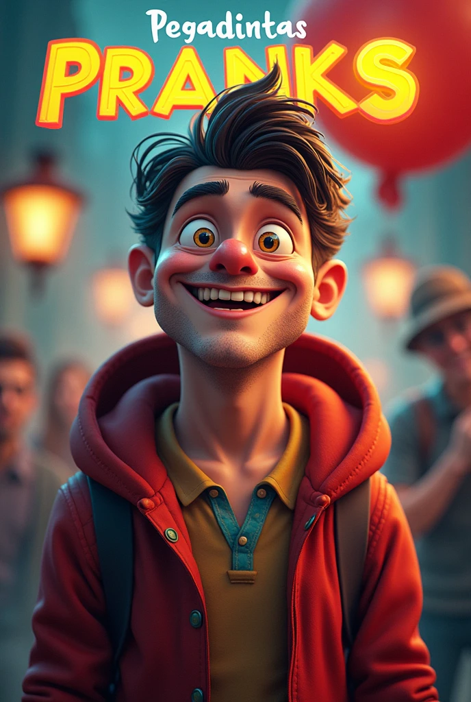 I would like to create a professional cover for my Kwai cut about pranks, with the name 'Pegadinhas Mestre' in Portuguese and a characteristic of 'pe' humor.