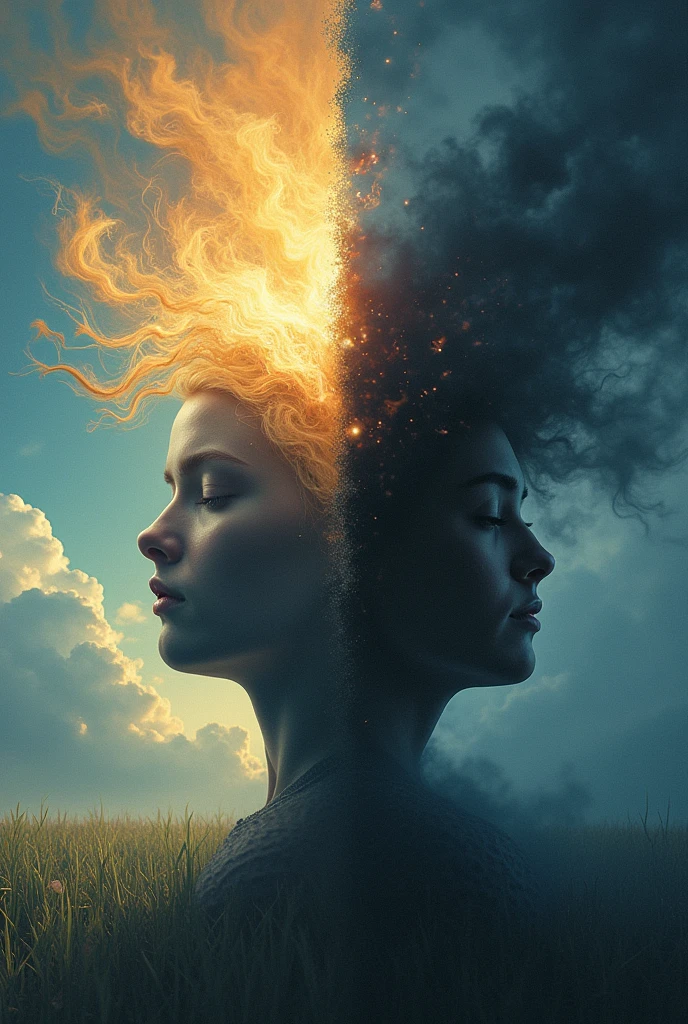 Create a post with an image of a positive mind and another image of a negative mind.