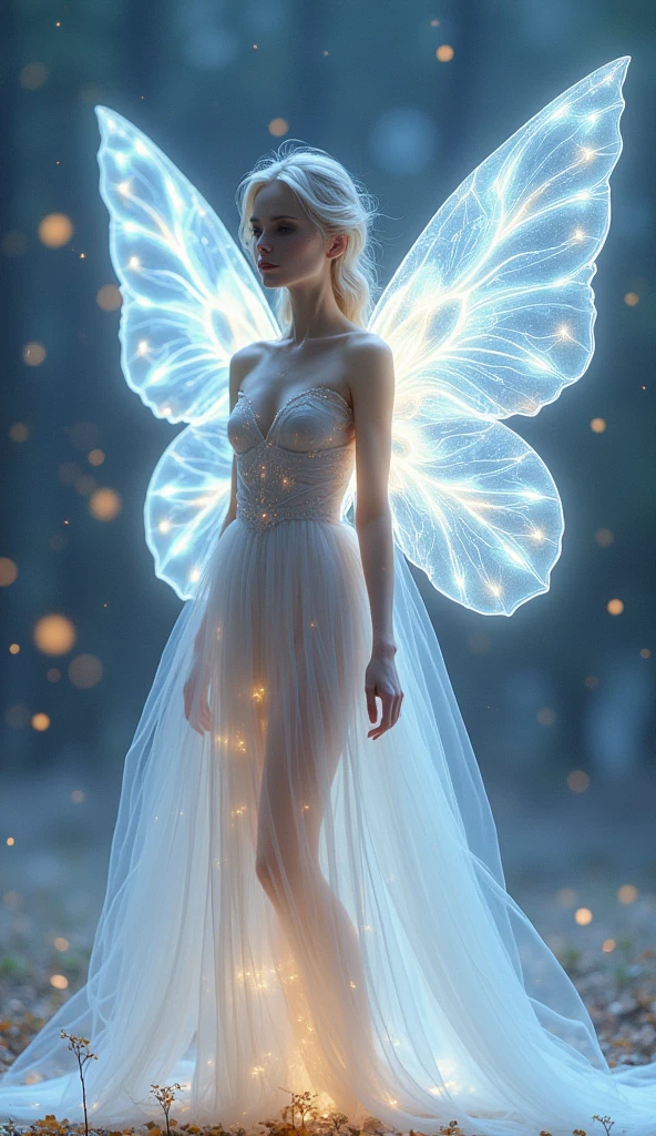 fairy fractal elemental of light and plasma, butterfly wings made of threads, long cloak dress made of light thin stripes of haze disappearing into the background, iridescence, airy, atmospheric, translucent, detailed drawing, HDRI Lightin, flickering, professional photo, high resolution, 8k, surrealism, aesthetics female body, light colors, delicate pearl pastel colors a scattering of star dust, starry sky, opalescence, fractal background golden kaleidoscope dissolution, beautiful eyes and face, cinematic photo, 35mm photograph, film, bokeh, professional, 4k, highly detailed