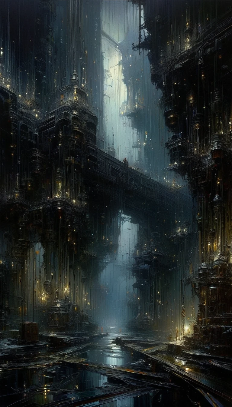 the restlessness of despair, dark, art inspired by Wadim Kashin, Intricate Details, Oil