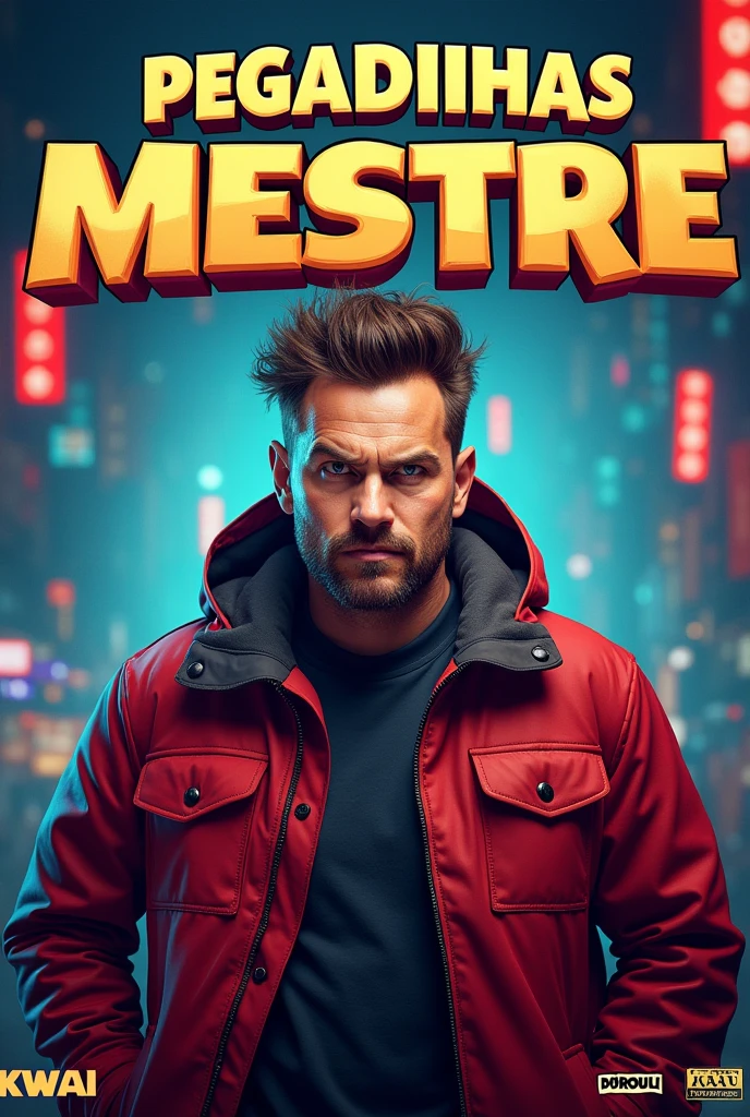 I would like to create a professional Portuguese cover for my Kwai cut about pranks with the name 'Pegadinhas Mestre'