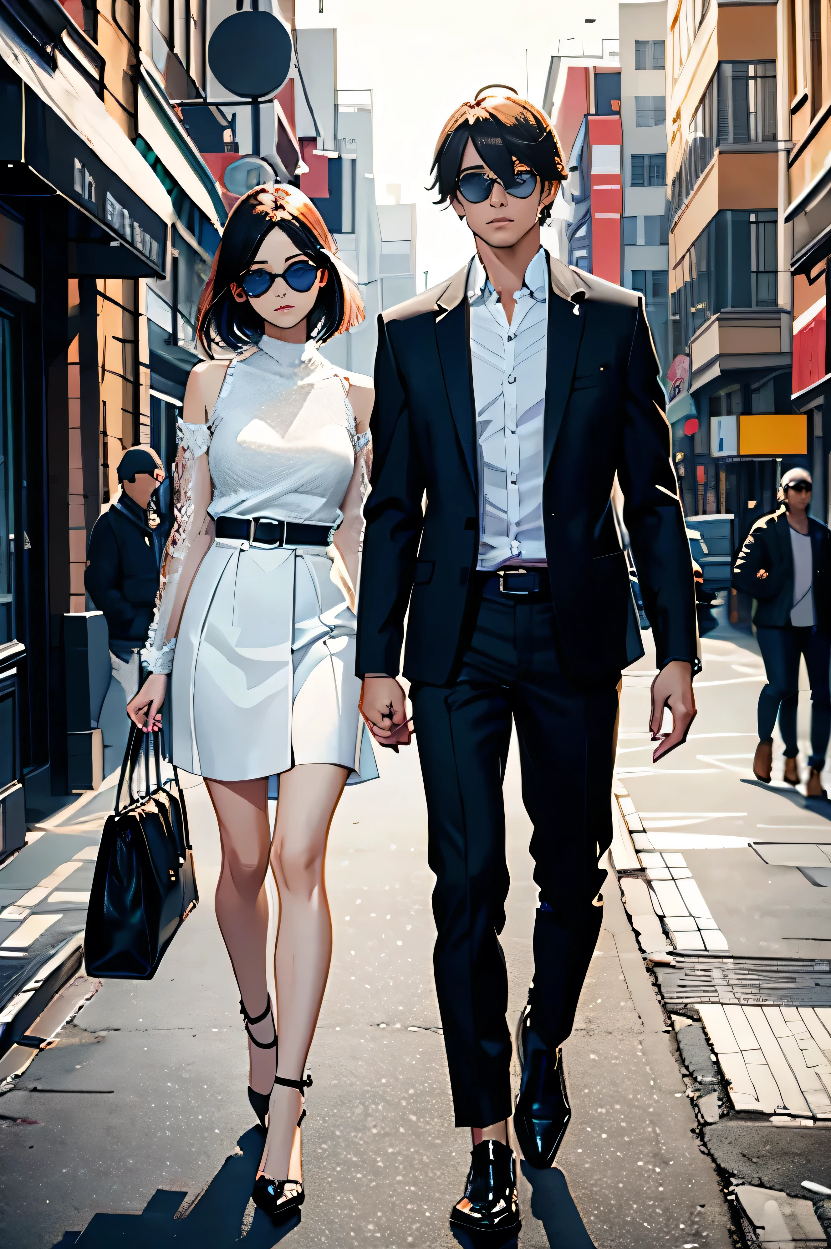 Tendance et moderne, deux personnes, hommes et femmes, briller, rétif