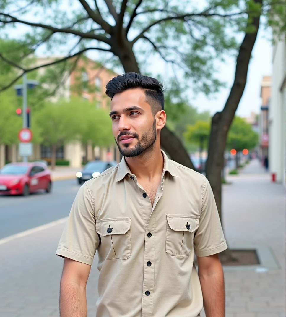 a a 24 young man from United Arab Emirates in modern, , profil ,ultra-detailed,(photo-realistic:1.),HDR,extremely detailed face and body, portrait, day lighting, soft lighting, not professional photo