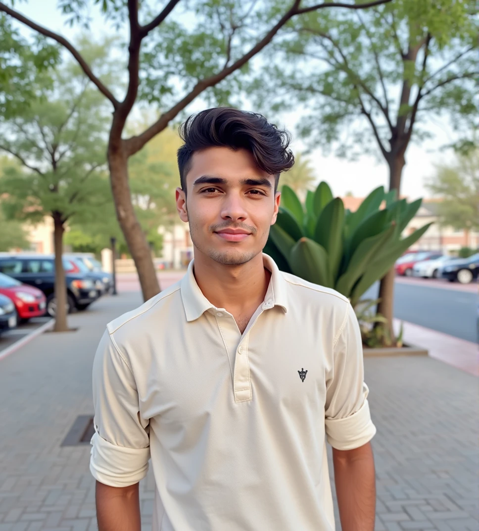 a a 24 young man from United Arab Emirates in modern, , profil ,ultra-detailed,(photo-realistic:1.),HDR,extremely detailed face and body, portrait, day lighting, soft lighting, not professional photo