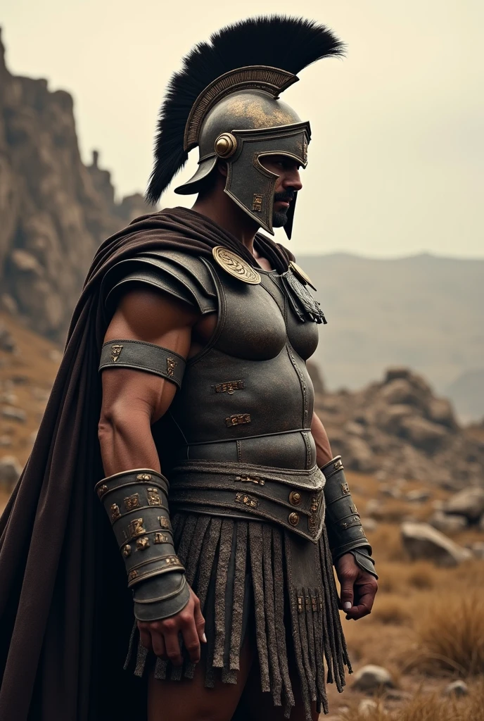 Spartan with a helmet, no hair on his face