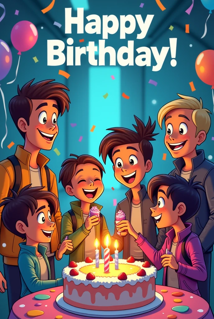 Create a cartoon from the novel Rebels that says Happy Birthday