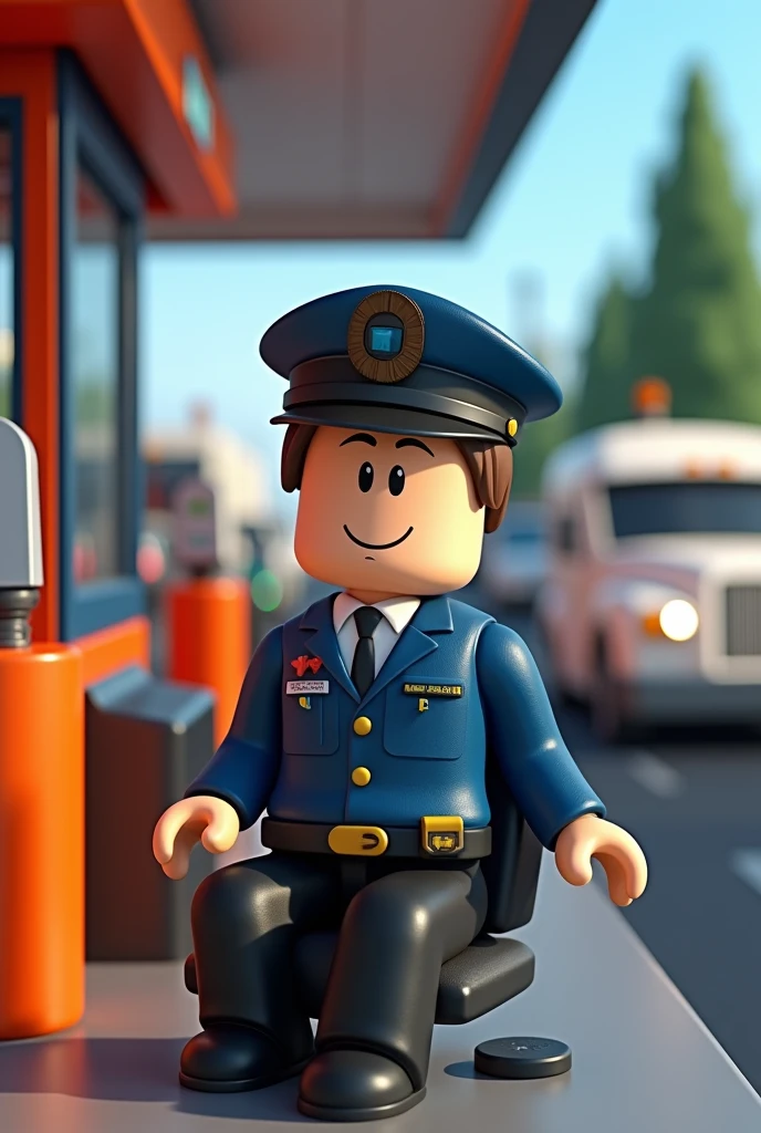 Make me an icon about a toll booth simulator and make a Roblox character working there and make it realistic
