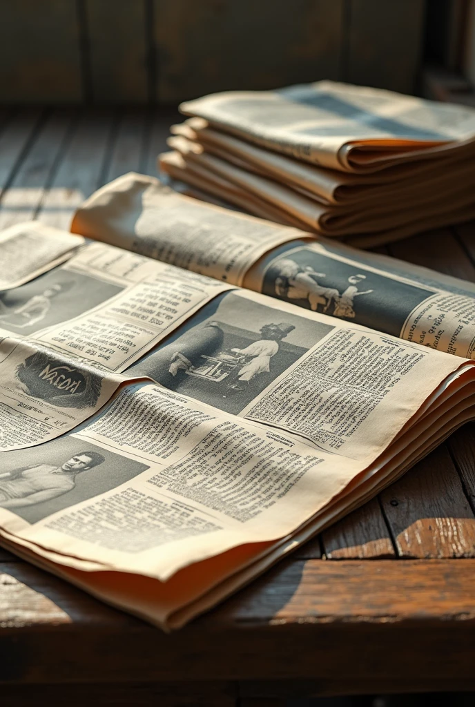 Recycled newspapers on a table ,that it be more real