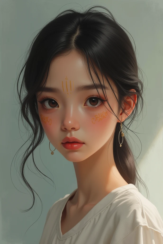 Certainly! Here’s a prompt for an image lines on forehead  of a young girl 