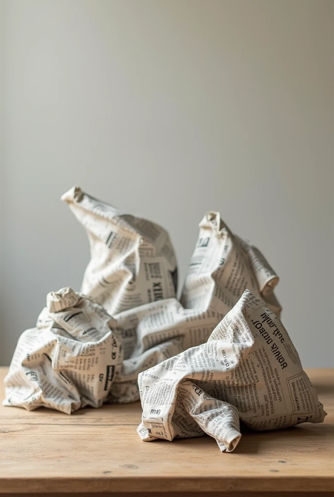 Recycled newspapers on a table ,that it be more real , be real ,4k