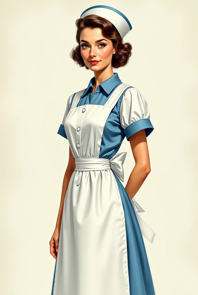 drawing of a nurse in a 1960s medical uniform