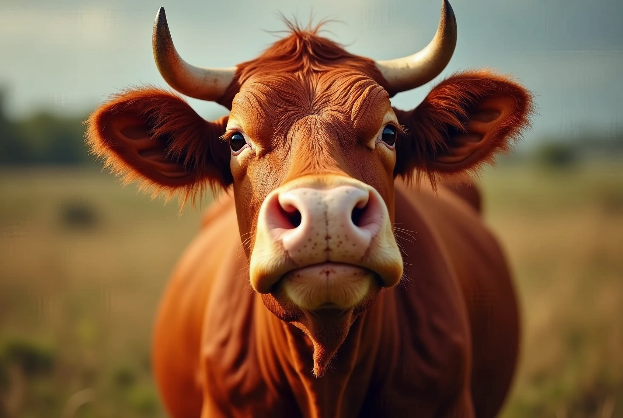 create the image of a cow with a fat, red, hot and realistic pussy.