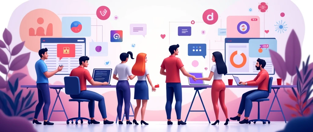 want a banner for your website that showcases learning and designing concepts related to Figma, LinkedIn, and Canva. Here's an idea:
Image description: A colorful banner featuring a group of small 3D cartoon humans engaged in various design-related activities, such as:
- One character designing a logo on Canva
- Another character creating a wireframe on Figma
- A third character networking on LinkedIn
- Others collaborating, brainstorming, and celebrating their design successes
The banner could include visual elements like colorful shapes, lines, and icons related to design and learning. The overall style could be playful, modern, and engaging, conveying the fun and creative aspects of learning design skills.
In purple and white colour palette