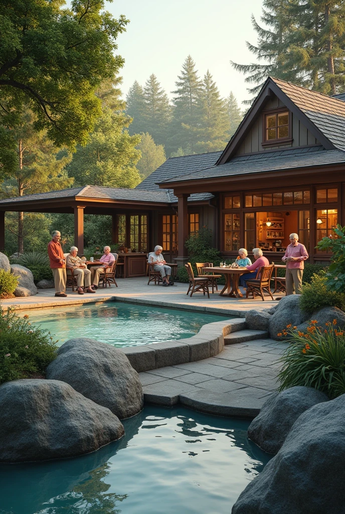 Desire to travel to visit a peaceful place Hot tub free snack card games and table for seniors