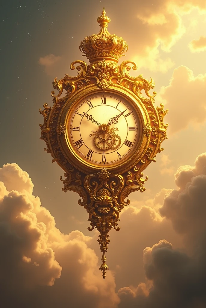 Clock gold In the sky