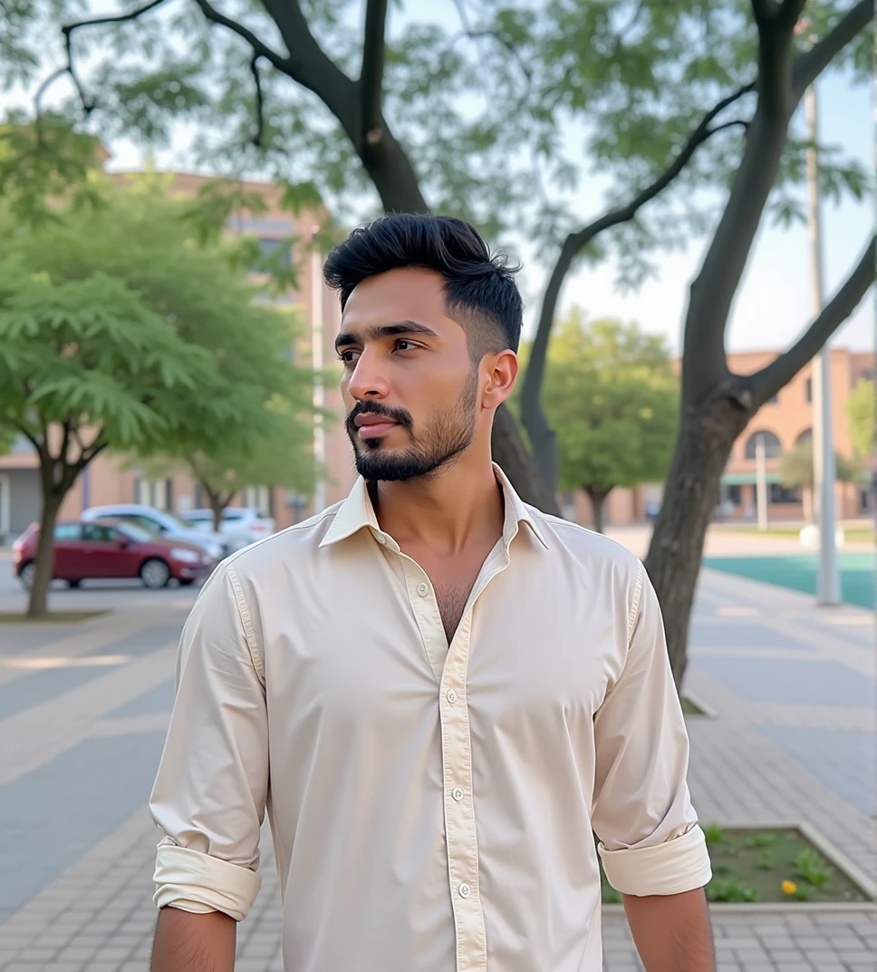 a a 24 yo man from United Arab Emirates in modern, , profil ,ultra-detailed,(photo-realistic:1.),HDR,extremely detailed face and body, portrait, day lighting, soft lighting, not professional photo