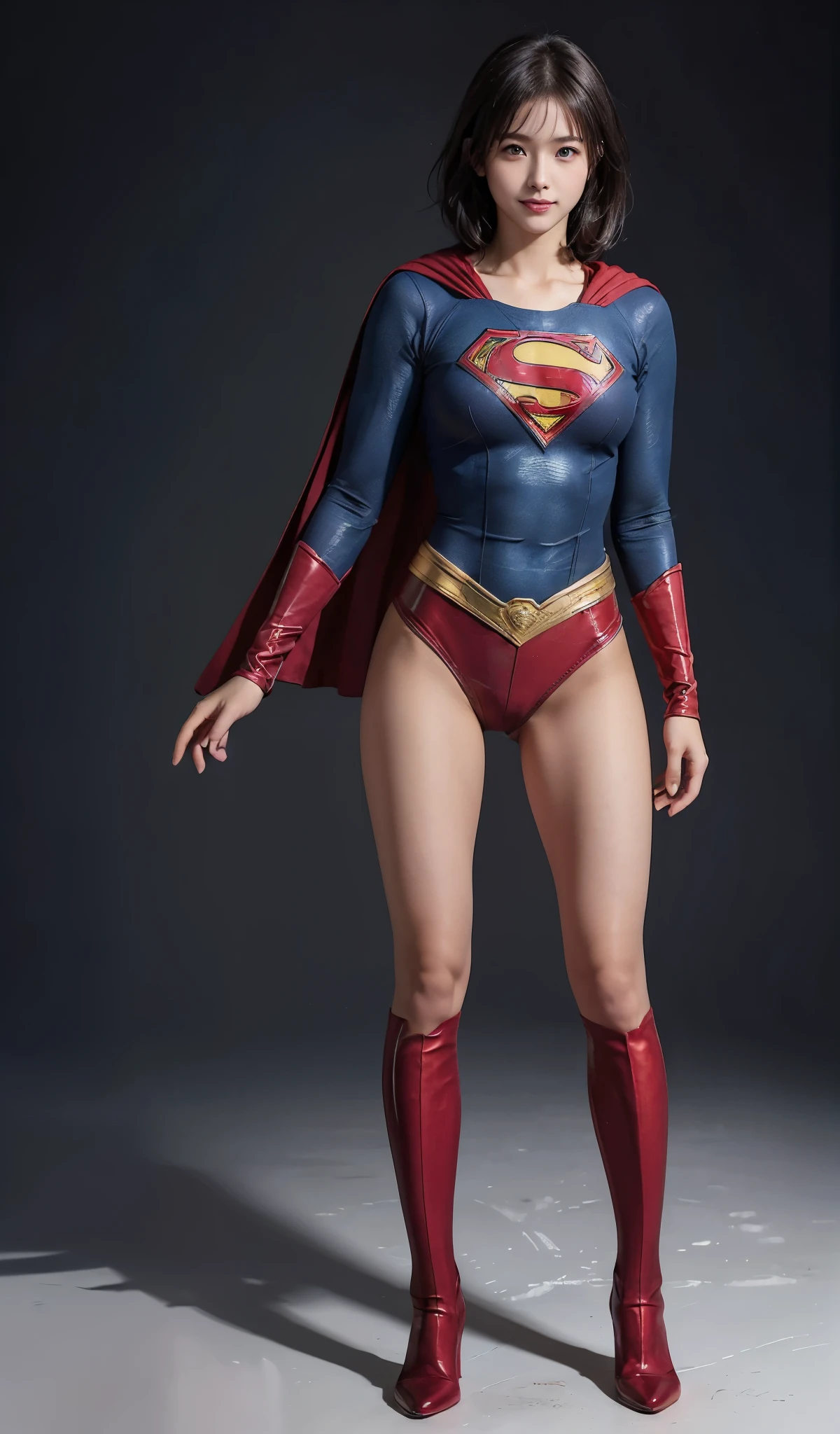 No background、(((Looking down、Looking down)))、(((Beautiful legs in black tights.)))、(((Legally express the beauty of your smile)))、((((Make the most of your original images)))、(((Supergirl Costume)))、(((Beautiful short bob hair)))、(((suffering)))、(((Please wear black tights....、Wear red boots)))、((Best image quality、8k))、((Highest quality、8k、masterpiece:1.3))、(((Preserve background )))、Sharp focus:1.2、Beautiful woman with perfect figure:1.4、Slim Abs:1.2、Wet body:1.5、Highly detailed face and skin texture、8k