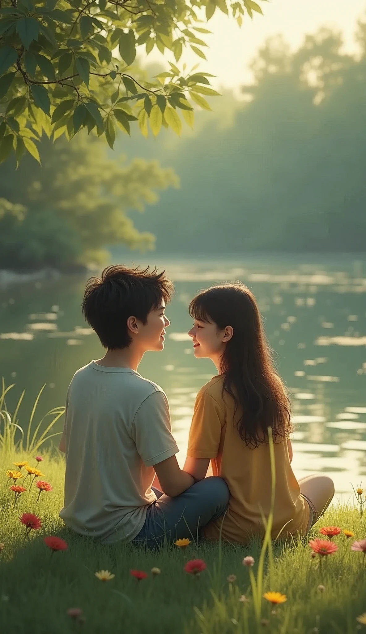Two friend sitting peacefully in a silent place