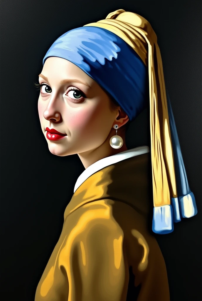 a painting of a Girl with a Pearl Earring , inspired by Dutch Golden Age painting--ar 4:5 --stylize 500 --v 6. 0