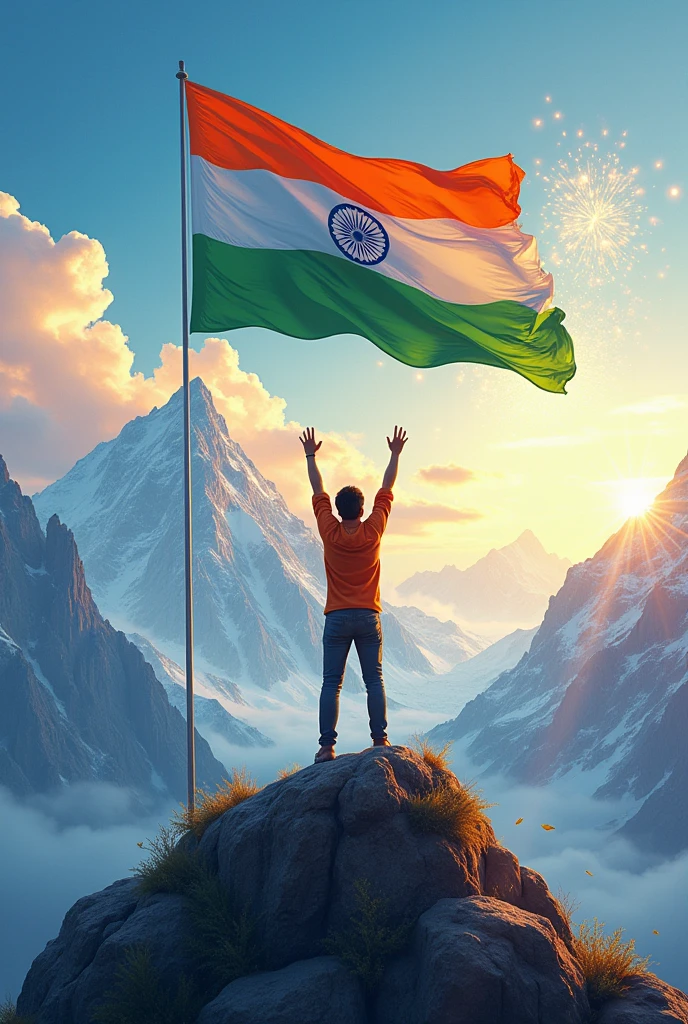 happy independence day in India i successfully my life and goal on mountain logo