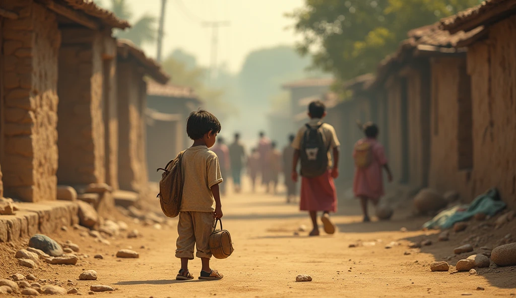 गाँव की गलियों में कुचलती धूल, पीली और खिस्सी हुईं पत्थरों पर लोगों की भीड़ गुजरती थी। रमेश, एक छोटा लड़का, धूमिल से कपड़ों में गाँव के मुख्य सड़क पर जा रहा था। उसके पैर जूतों से नहीं, बल्कि पुराने और फटे जूते से ढके हुए थे। हाथों में उसका पुराना और कुछ दर्द मिला स्कूल बैग था।
रमेश की मां, कमल, सारे दिन मजदूरी करती थी। उसका बाप, राम, एक छोटी दुकान चलाता था, लेकिन वह अक्सर शराब में डूबा रहता था। गरीबी के कारण उनके पास अच्छे कपड़े या जूते नहीं थे। वे अपने बेटे को कुछ भी देने में सक्षम नहीं थे।
स्कूल के सामने पहुंचकर, रमेश ने अपना बैग थामा और आग्रह करते हुए कहा, "माँ, मैं स्कूल जाऊंगा। मैं पढ़ना चाहता हूं।" कमल ने उसके सिर पर प्यार से हाथ फेरा और कहा, "जा, लेकिन सावधान रहना। मैं तेरी खातिर कुछ भी करने को तैयार हूं।"
रमेश स्कूल में घुसा। लड़के-लड़कियों की भीड़ उसके आस-पास थी। कुछ लड़के उसकी पुरानी शर्ट और फटे जूतों पर मुस्कुरा रहे थे। एक लड़का ने उसके बैग की ओर इशारा करते हुए कहा, "अरे, यह क्या है? तुम्हारे पास तो कोई अच्छी किताब भी नहीं है।" अन्य लड़के उसका मजाक उड़ाने लगे। रमेश सिर झुकाए खड़ा था, उसकी आंखों में आंसू आ गए थे।
रमेश को स्कूल में अच्छा नहीं लगता था। वह अक्सर निराश महसूस करता था। उसके पास न तो अच्छे कपड़े थे, न ही किताबें। वह तो बस अपने माता-पिता के लिए बेहतर जीवन चाहता था। कभी-कभी वह सोचता, "क्या मैं कुछ भी बन पाऊंगा? क्या मेरे माता-पिता पर गर्व महसूस कर पाएंगे?" लेकिन फिर उसका दृढ़ संकल्प उसे और आगे बढ़ने को प्रेरित करता था।
एक दिन जब रमेश घर लौट रहा था, तो उसे अपने पिता राम को मदिरा के नशे में धुत देखा। उसकी मां कमल एक कोने में बैठी थी और आंसू बहा रही थी। रमेश इस दृश्य से दुखी हो गया। वह अपने माता-पिता के लिए एक बेहतर जीवन चाहता था, लेकिन ऐसी स्थिति में वह क्या कर सकता था।
रात को अपने कमरे में रमेश सोच में डूब गया। वह अपने माता-पिता के लिए गर्व महसूस करना चाहता था। वह एक अच्छी जॉब पाकर उन्हें एक अच्छा घर, अच्छे कपड़े और सुख-सुविधाएं देना चाहता था। उसने एक दृढ़ संकल्प लिया - वह पढ़ाई करके अच्छी नौकरी प्राप्त करेगा।
अगले दिन स्कूल में, रमेश अपने साथियों की चुटकियों और मजाक का सामना करते हुए भी पढ़ाई में लगा रहा। उसने सर से लेकर पैर तक अपना
