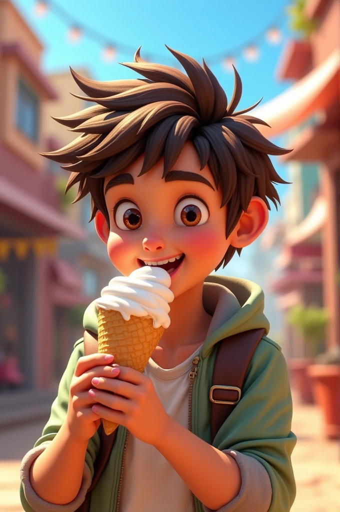 Create a Flyn ryder sucking on an ice cream