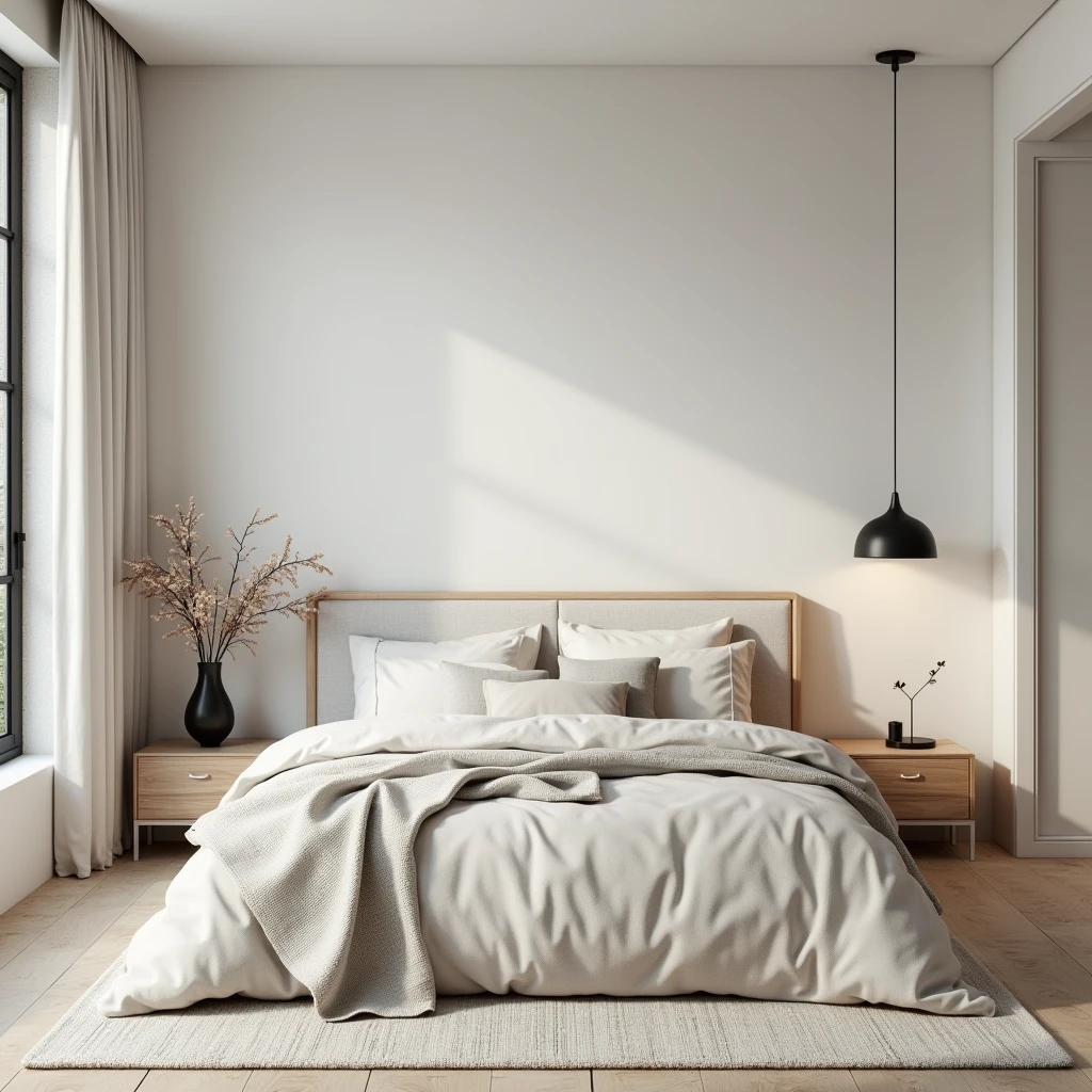 Minimalist bedroom mockup 