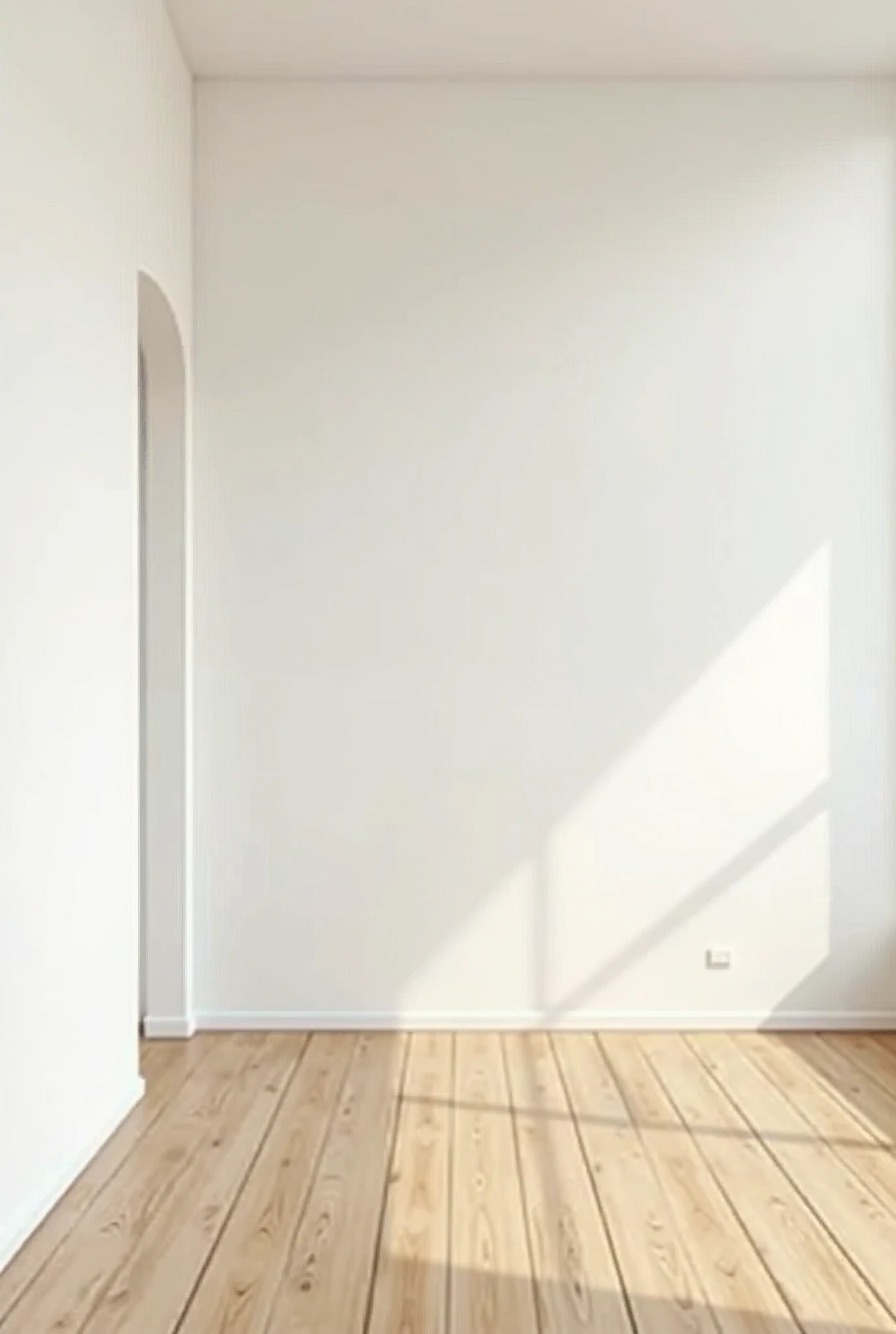 empty room, with wooden floor, White walls