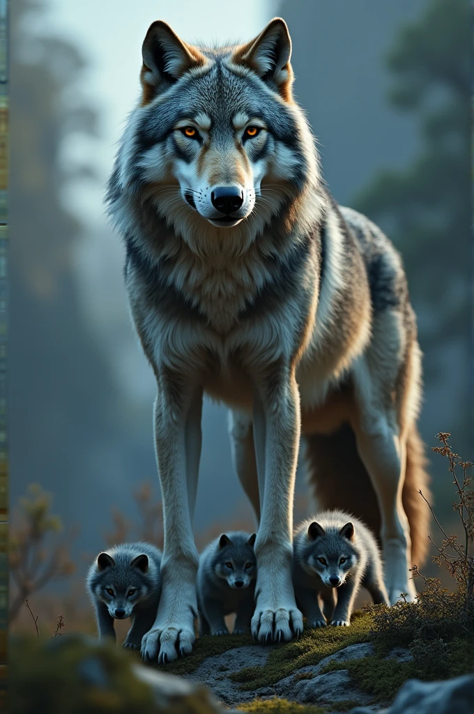 She-wolf with her cubs
