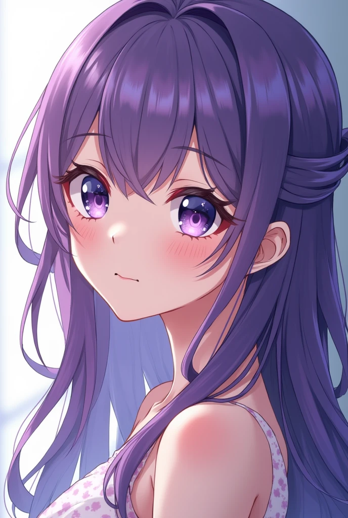 Draw an anime-style idol with purple hair.!
oh yeah!And put a rabbit hair ornament on it!