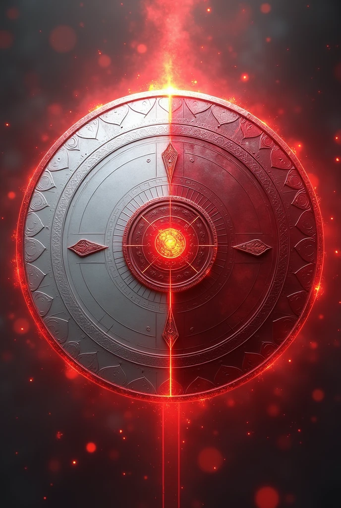 Shield of time with white and red colors, round