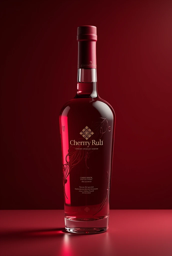 create a glass bottle for a cherry liqueur company, the name is: Cherry Rubi. The must transmit: elegance sophistication.