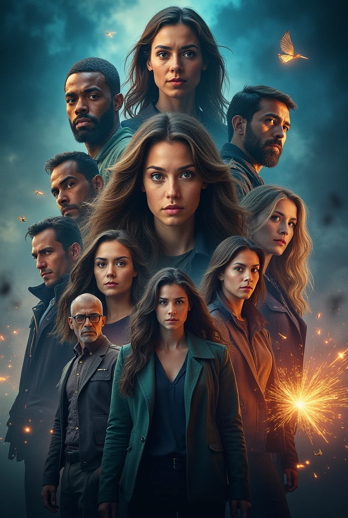 An A4 size cover, with 8 people, like a movie cover.