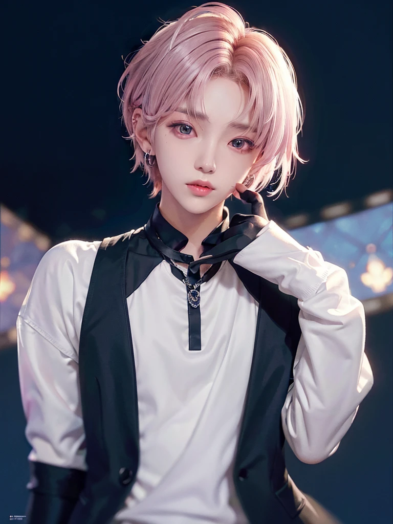 best quality, 1boy, ager, (very detailed boy), intense color, very detailed fingers,
black formal suit, black vest, black tie, dynamic pose, dynamic light
(masterpiece), ((best quality)), ((8k wallpaper)), ((ultra high resolution)), good composition, (ultra detailed), illustration, fine art, realistic, beautiful, good art, blank background, no me ñiñibcinematic, en lo y skin, (white skin), shiny skin, thin skin,
bright pink eyes, pink hair, big eyes, half parted bangs, hair between eyes, piercing in left ear, medium short hair, sharp focus, best quality, depth of field, lighting, black pants
add_detail: 1, add_detail:0, add_detail:0.5, more_details:-1, more_details:0,
more_details:0.5, more_details:1, more_details:1.5,
