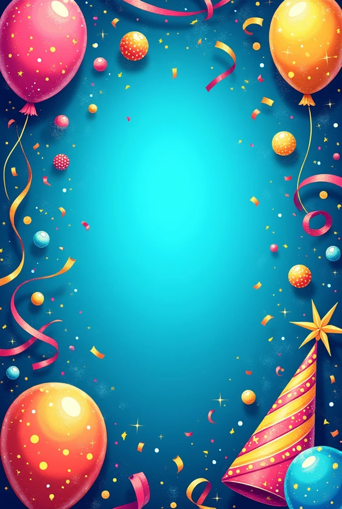 Birthday themed image with empty space in the blue center