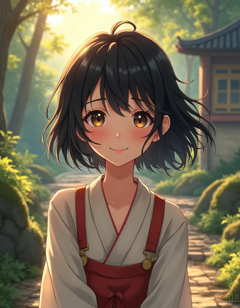 (Masterpiece), (Best Quality), (Super Detail), (disheveled Hair), (Illustration), (1 Girl), (Interview), (Brief Background), Beautiful Detailed Eyes, Delicate Beautiful Face, Floating, (High Saturation), (Shine), Focus on Face, Black Hair, Bangs, Full Smile, Floating Hair. girl, maiden in love, pixiv illustration, top quality, super detailed, smile, clever, beautiful face, 4K, nature, sunlight through trees,Baby-Deer Pixar heavy-fur, exquisite facial features, exquisite facial features, A tiny unparalleled Bambi-Deer massif-fur Disney, deer heavy-massif Fur, insane high detailed fur texture, cute expressionsoft lighting, warm colors, natural environment, moss-covered rocks, lush greenery, forest, whimsical, enchanting,a smiling girl with short hair sitting on stairs, looking at the audience, outdoors in a village, full body, daytime, background with blue sky and temple, moody lighting, beautiful detailed eyes, detailed lips, longeyelashes, adorable, cute, vibrant colors, cinematic lighting, natural atmospheric, serene sunset, unparalleled teen glasse,(max best quality),(insane best details),(insane realistic),(insane masterpiece:1.2),ultra-detailed,(insane raw realistic:1.37),insane professional photorealistic,(insane photo-realistic:1.37),HDR,DSLR,studio lighting,ultra-fine real-life,sharp focus,physically-based rendering,extreme detail description,professional,vivid colors,portrait,concept art,hyperrealistic,high saturate,varies,multi,etc. --v 6 --s 1000 --c 20 --q 500 --chaos 100