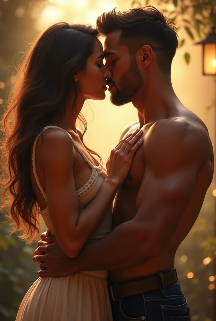 A hot girl and a hot boy kissing each other