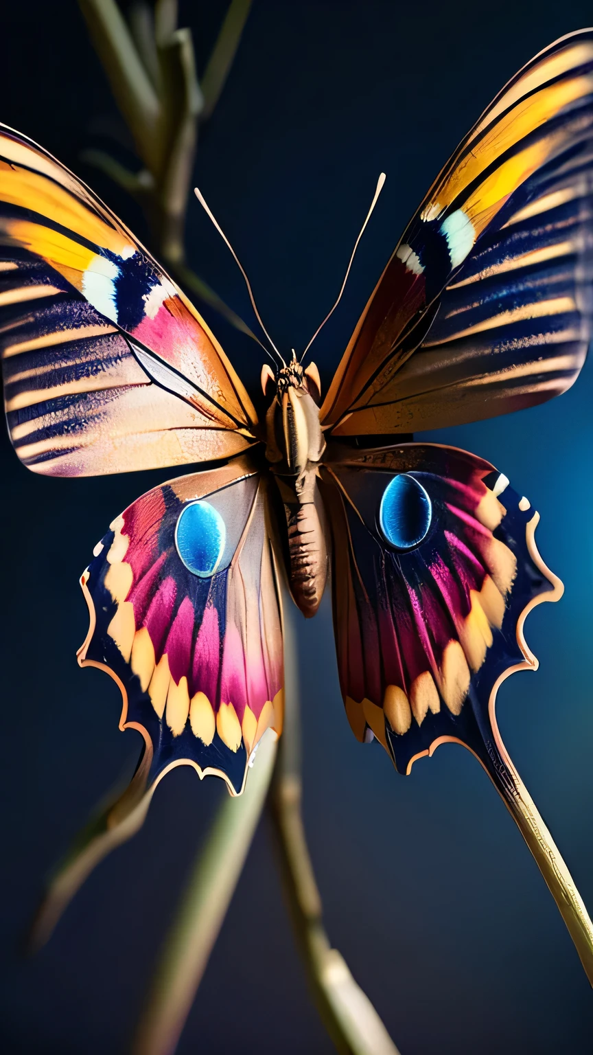 butterfly flying, WIDE VIEW, with open wings in the center of the image, (best quality, high resolution, masterpiece: 1.2), ultra-detailed, (realistic, photorealistic, photo-realistic: 1.37), HDR, UHD, Studio Lighting, Ultra-Fine Painting, Sharp Focus, Physically Based Rendering, Extreme Detail Depiction, Professional, Vivid Color, Portraits, Photography, Masterpiece, High Resolution Scan, (Photography: Canon 5D, 50 Zeiss Lens mm), ultra HD, HDR, grade, (professional color grading), sharp focus, natural lighting, ((intricate detail)), (reality: 1.4), (very detailed), light, super detail, 8k, best quality, 8k, best quality, Awards, high resolution, Textured Skin, Anatomically correct, ultra HD, accurate