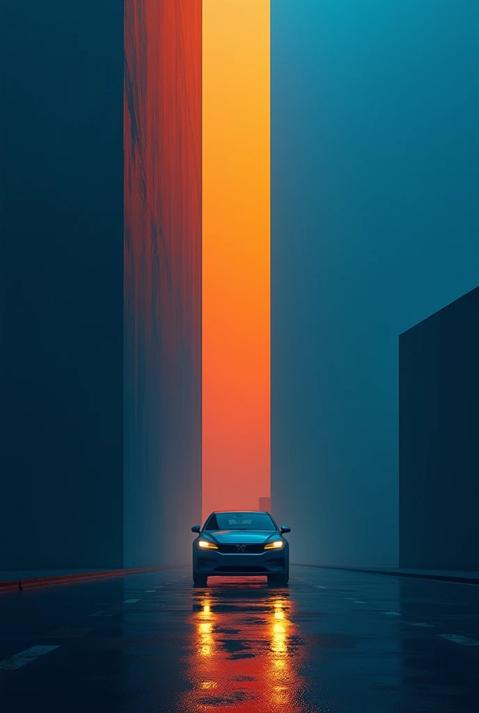 AN IMAGE TO HAVE AS THE COVER OF A VIRTUAL EBOOK ABOUT DRIVING QUESTIONS WITH DARK BLUE TONES, light blues, orange, AND MORE THAN ALL WHITE