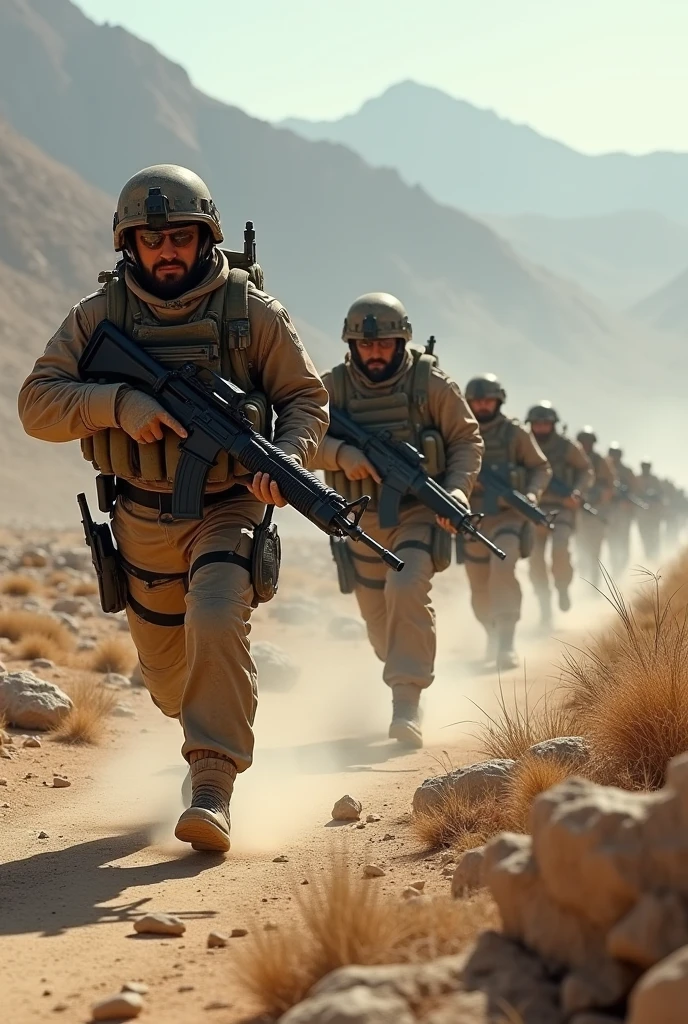 Pakistani soldiers with soldiers fighting on the border