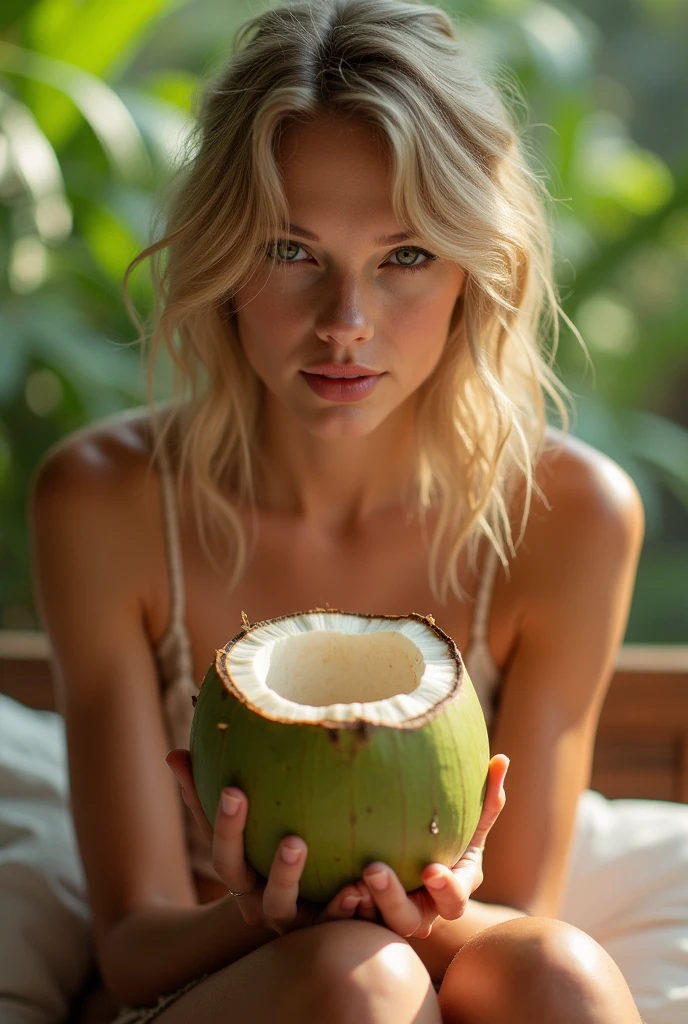 Taylor Swift eating coconut