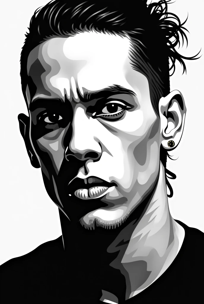Draw Canserbero in black and white but using vectors to draw it. (just his face)