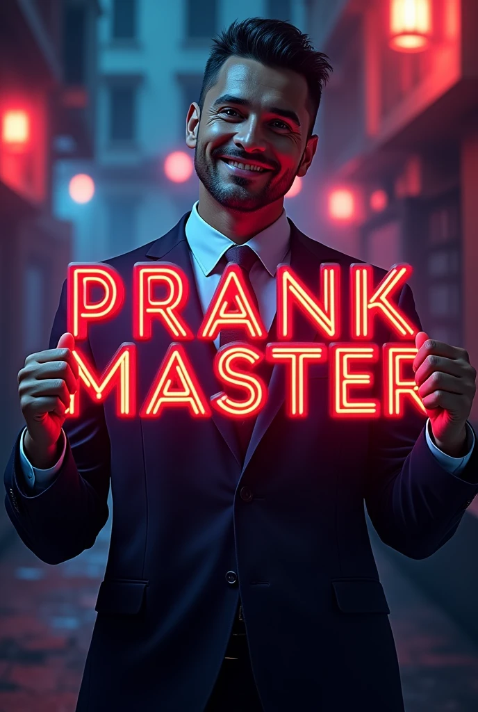 A professional image in Portuguese to put on Kwai cut about pranks with the name prank master ,so that the name is not very big centered in the middle