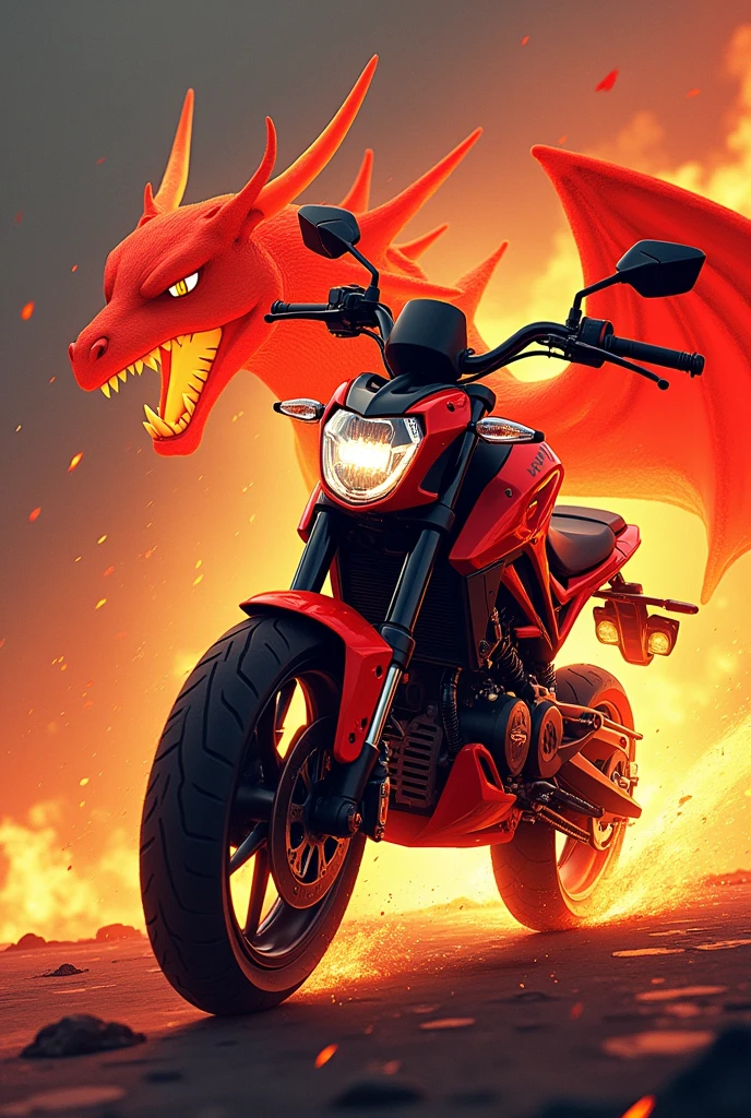 honda grom, decal red charizard, fire