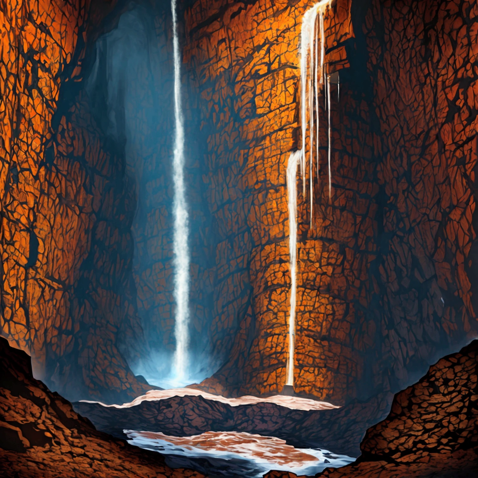 A huge chasm in the mine, leading into the abyss