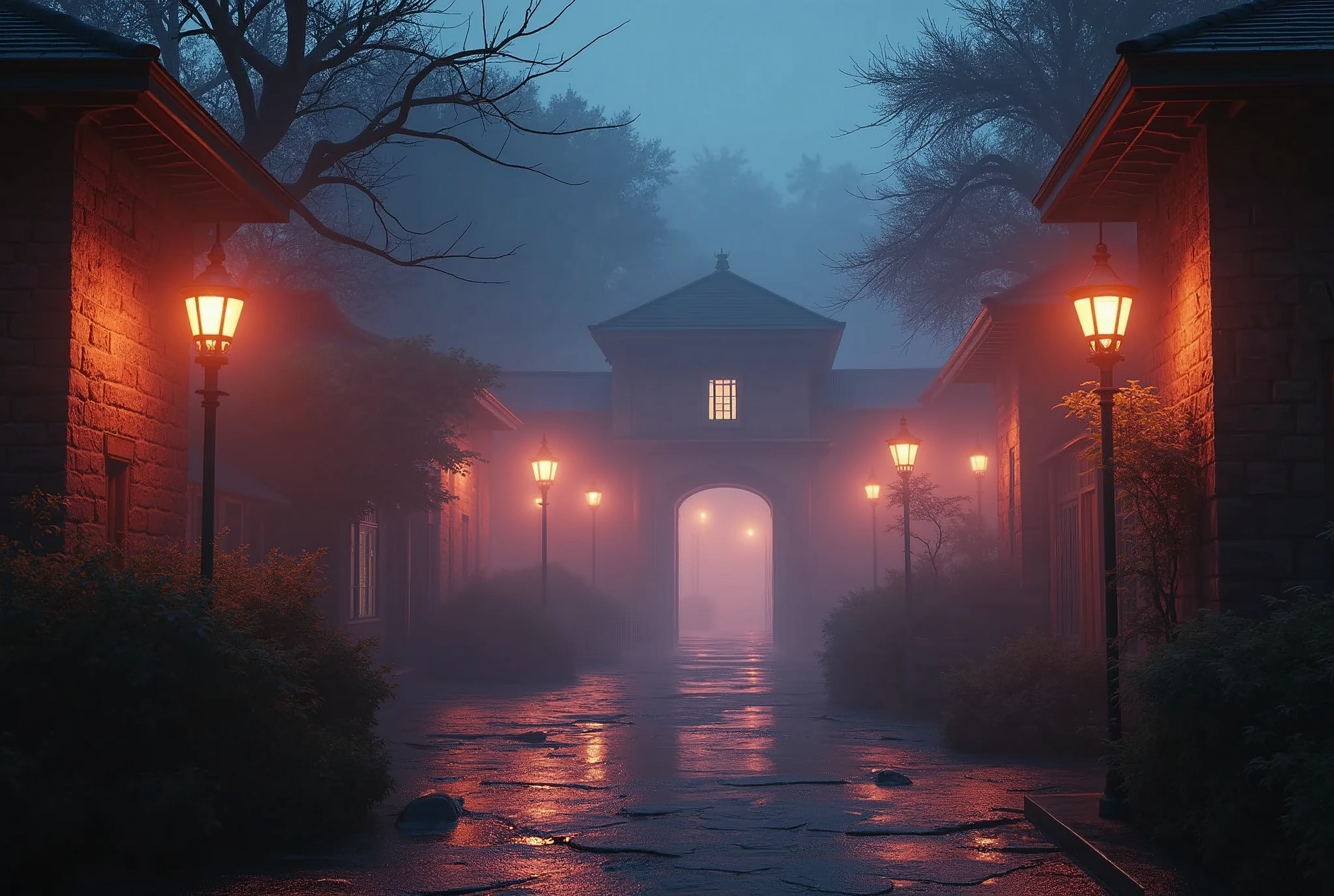 [Entire scene is surrounded by lights, evoking a magical and eerie atmosphere. The lighting is bright and atmospheric, with smoke adding a touch of sinister ambiance. Best quality image, HDR enhancement, showcasing the utmost level of detail and realism]. [8K, Best Quality, Ultra High Resolution, (highly detailed CG unity 8k wallpaper), (best photo), (best shadows), isometric 3D, octane rendering, ray tracing, highly detailed, (Best quality, 4K, 8k:1.2), absurdity, ultra detailed, (realistic, photorealistic, photorealistic:1.37), complex parts, HDR, (complex parts:1.12), (hyper detailed, hyper realistic, Soft lighting, spicy:1.2), (complex parts, Hyper detailed:1.15). Blurred foreground. (backlit), masterpiece, high quality, brightness, chromatic aberration, foggy smoke, shadows, contrast, clear sky, (warm hue, warm tone), high details, natural reflections].