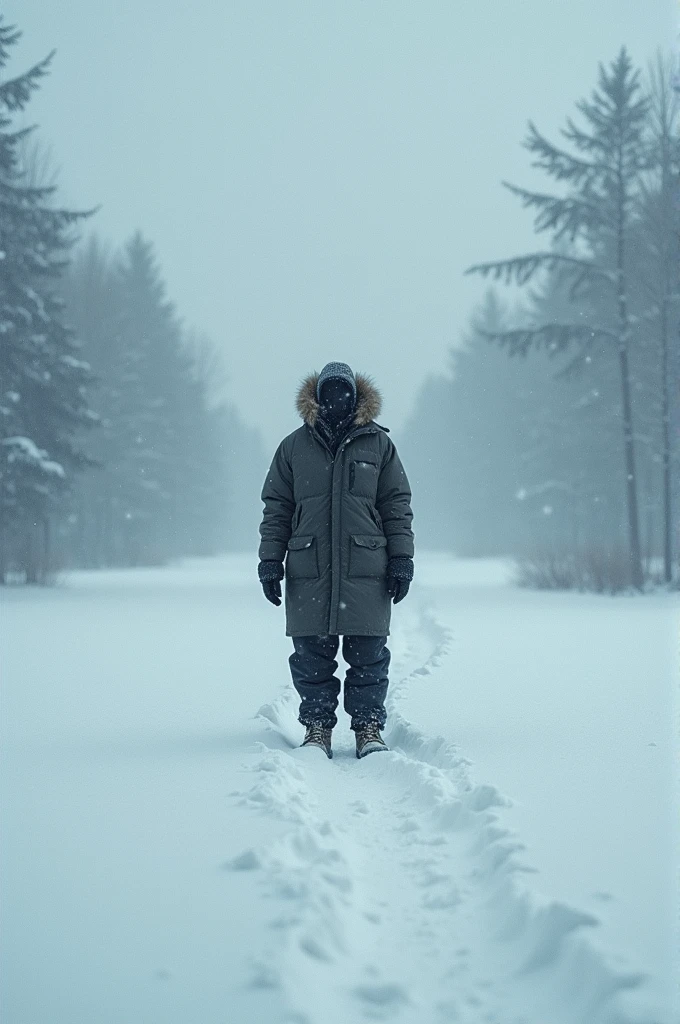 A lone person in the snow, surrounded by a silence that makes them uncomfortable. 