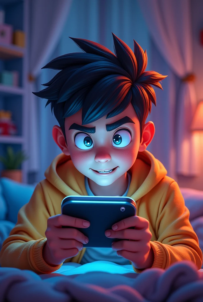 Gamer Boy playing game on Phone