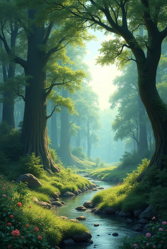 in a beautiful picturesque forest