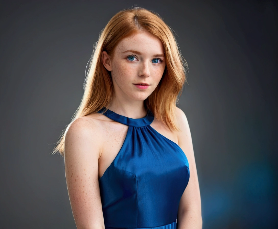 Full body portrait, a female, wearing a cocktail dress, 20 years old, European Irish, cute face, high cheekbones, slim body, thin, (large boobs: 0.5), (wide hips: 1.1), straight dark ginger hair, blonde hair highlights, dark brown eyebrow hair, blue eyes, light freckles face, light freckles body, hyper realistic, beautiful, bokeh, candid, raw, shot on iPhone 15 pro max,